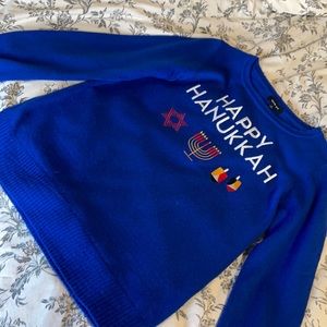Verve amí Happy Hanukkah Blue Sweater Small
